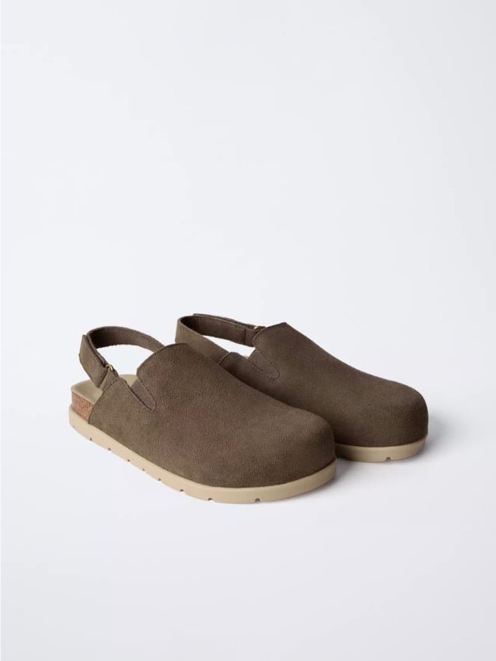 ZARA Brown Suede Slingback Clogs